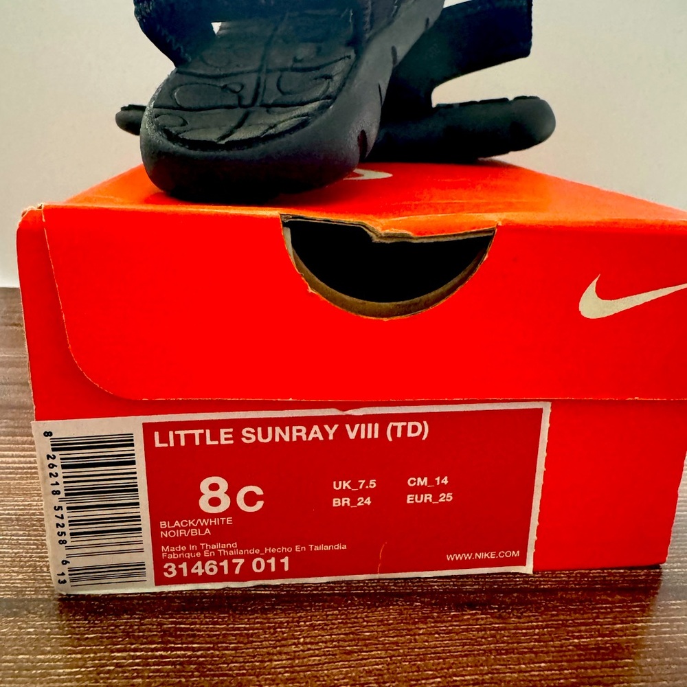 Nike Little Sunray VIII Kids Sandals - Black and White